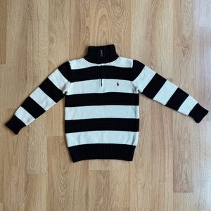 NWOT Ralph Lauren Boy 1/4 Zip Knit Sweater-Black and White